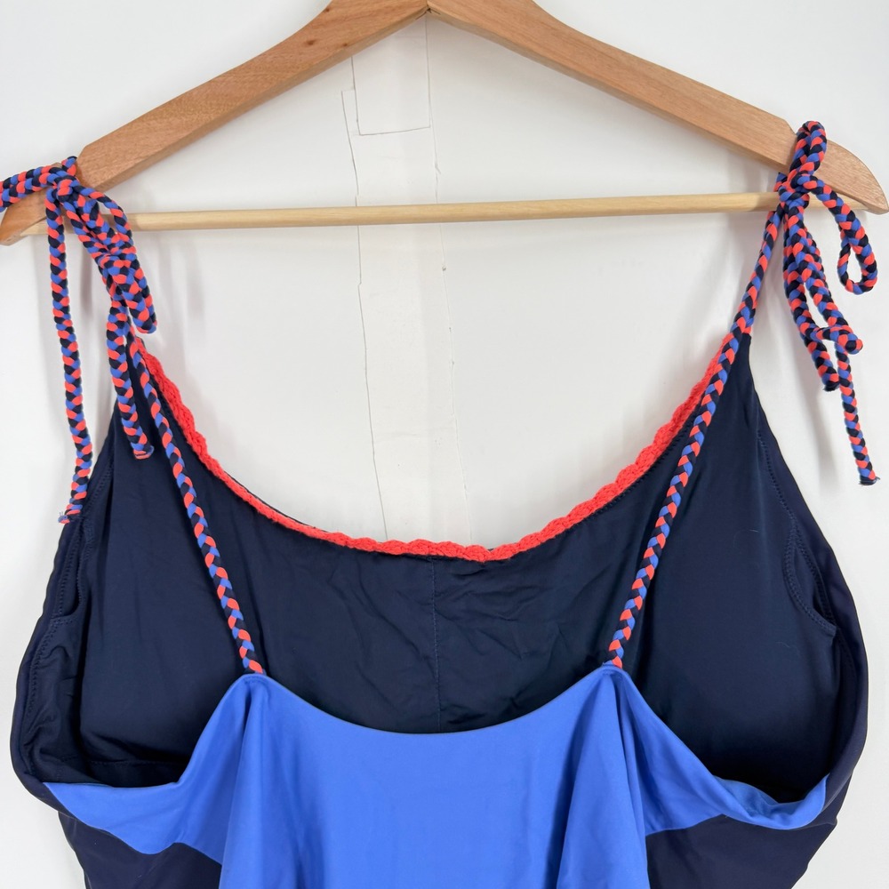 Aerie Navy Blue Colorblock One Piece Swimsuit Gold Trim Cheeky XXL - Picture 5 of 10